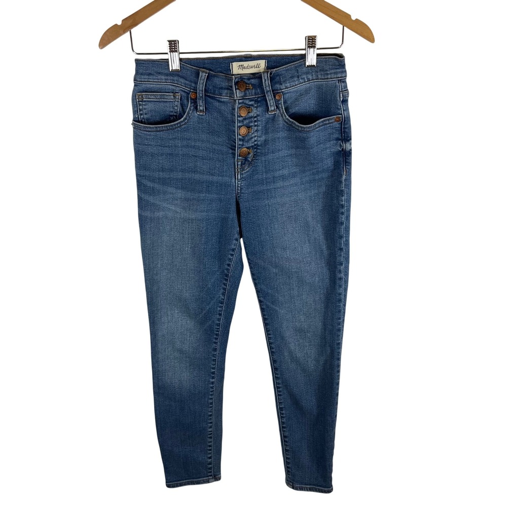 Madewell 9 Mid-Rise Skinny Crop Jeans Button Fly Medium Wash Women Size‎ 26